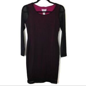 Carmen Marc Valvo Size P Small Dress Whimsigoth Party Sheer Black Over‎ Fuscia